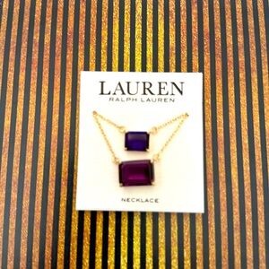 Lauren Ralph Lauren 2 rows purple sparkling glass stone pendant NEW